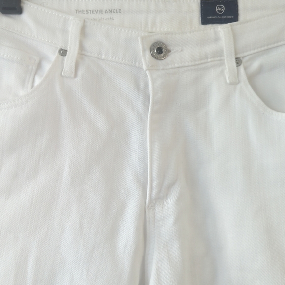 Anthropologie AG The Stevie ankle slim straight raw hem white jeans sz 29 - Picture 2 of 7